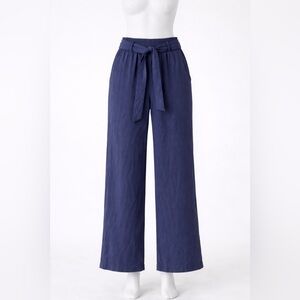 👖 Emery Rose Navy Blue Linen Wide Leg Pants | Size S